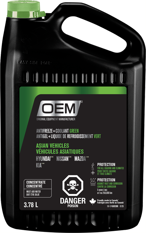 ANTIGEL + LIQUIDE DE REFROIDISSEMENT VERT   POUR VÉHICULES DE FABRICATION ASIATIQUE