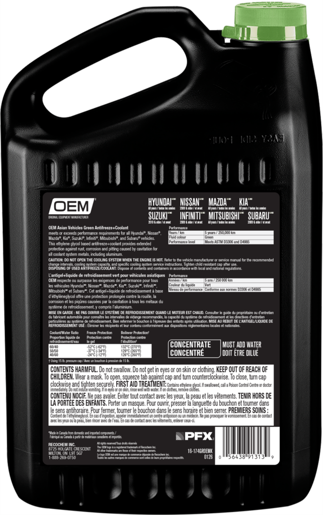 Antifreeze + Coolant Green  Asian Vehicles