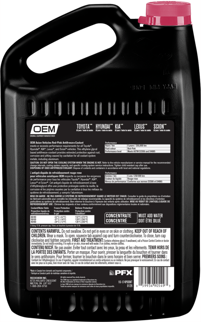 Antifreeze + Coolant PINK  Asian Vehicles