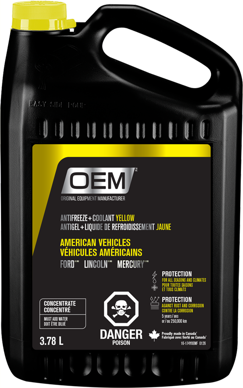 Antigel + liquide de refroidissement Jaune pour véhicules de fabrication américaine