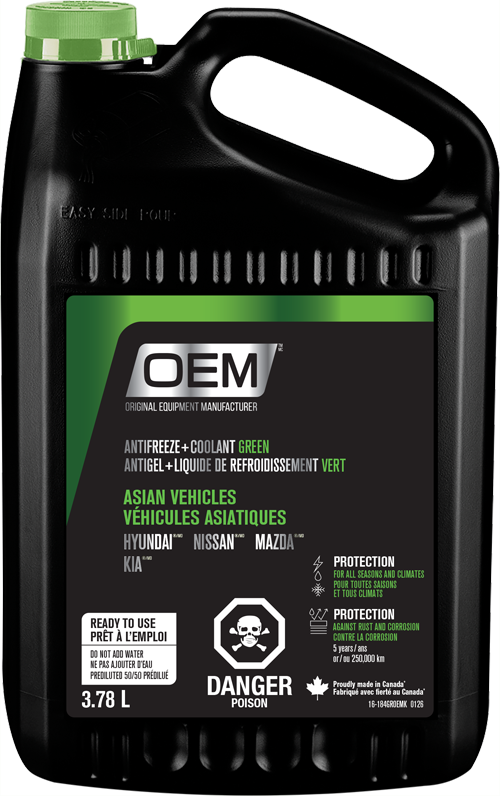 ANTIGEL + LIQUIDE DE REFROIDISSEMENT VERT   POUR VÉHICULES DE FABRICATION ASIATIQUE