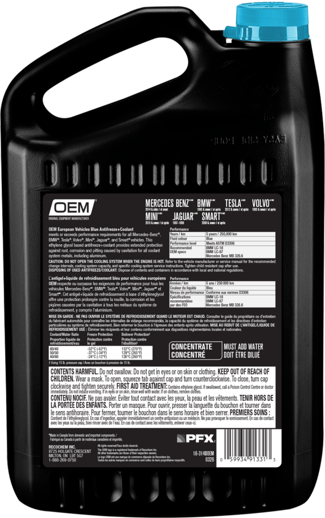Antifreeze + Coolant Blue  European Vehicles