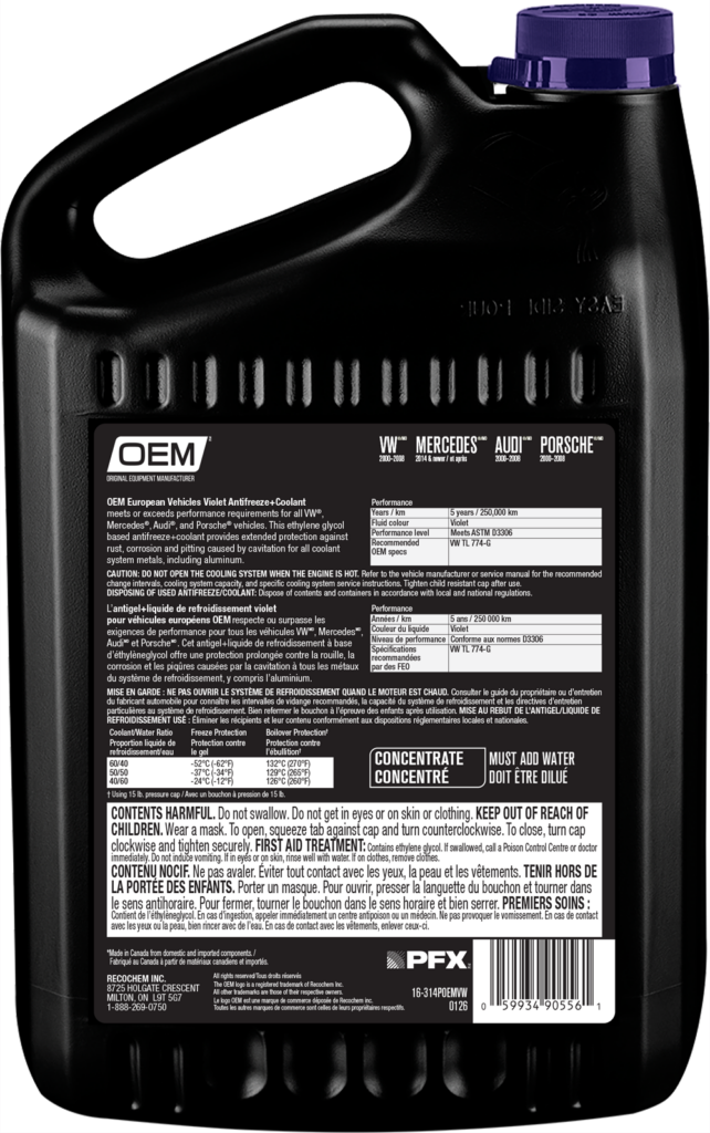 Antifreeze + Coolant Violet  European Vehicles