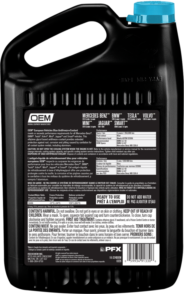 Antifreeze + Coolant Blue  European Vehicles
