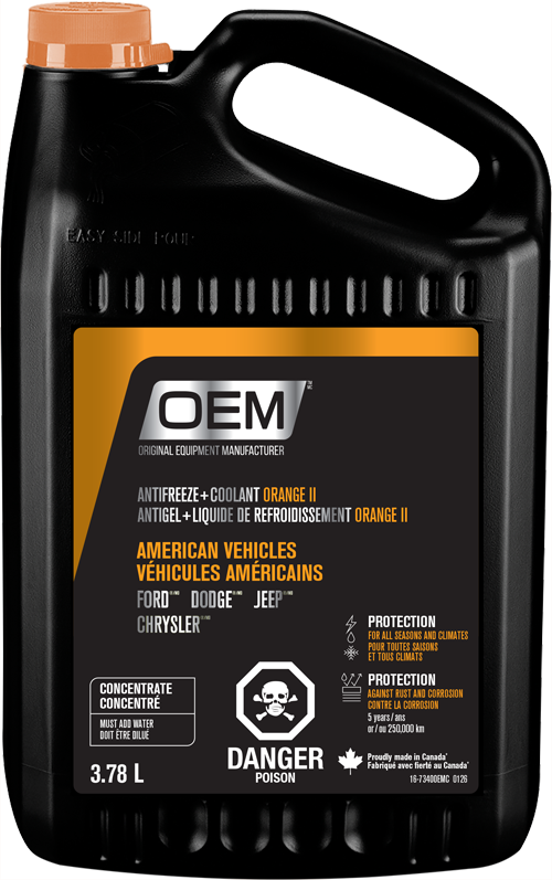 ANTIGEL + LIQUIDE DE REFROIDISSEMENT ORANGE II POUR VÉHICULES DE FABRICATION AMÉRICAINE