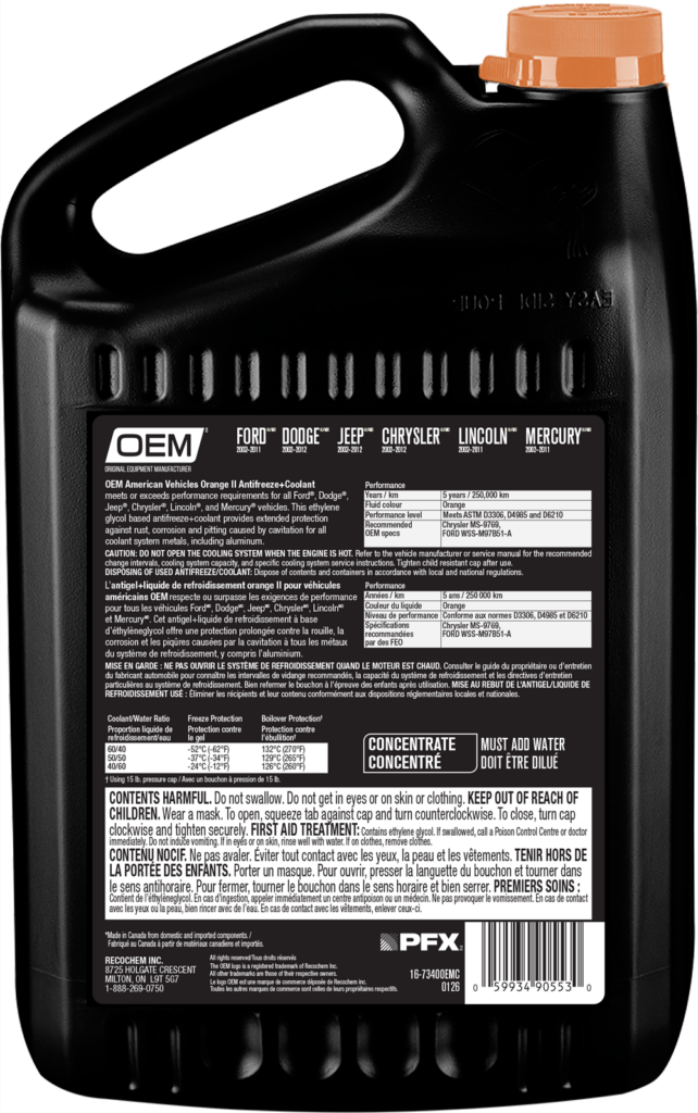Antifreeze + Coolant ORANGE II American Vehicles