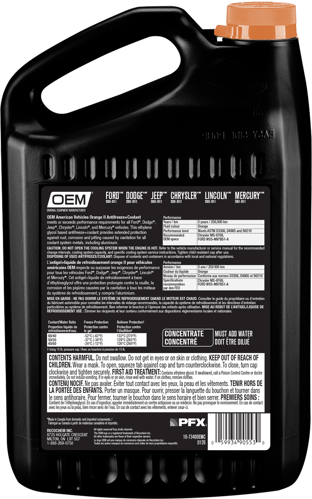 Antifreeze + Coolant ORANGE II American Vehicles
