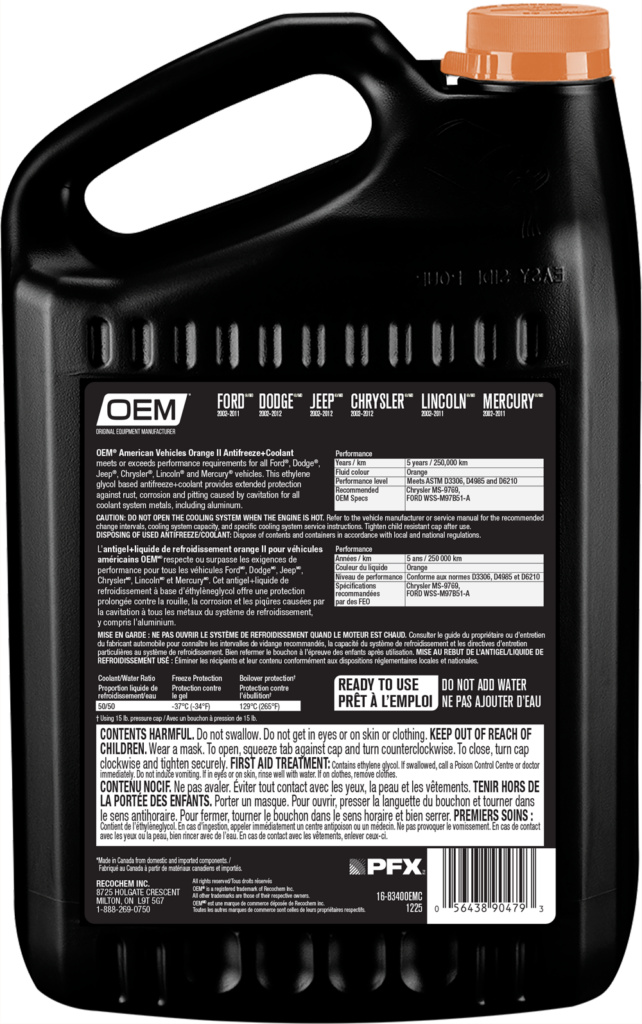 Antifreeze + Coolant ORANGE II American Vehicles