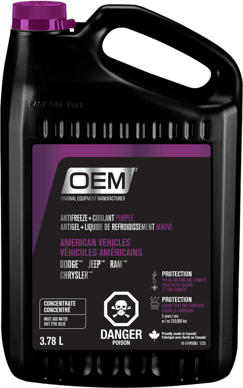 Antigel + liquide de refroidissement mauve pour véhicules de fabrication américaine