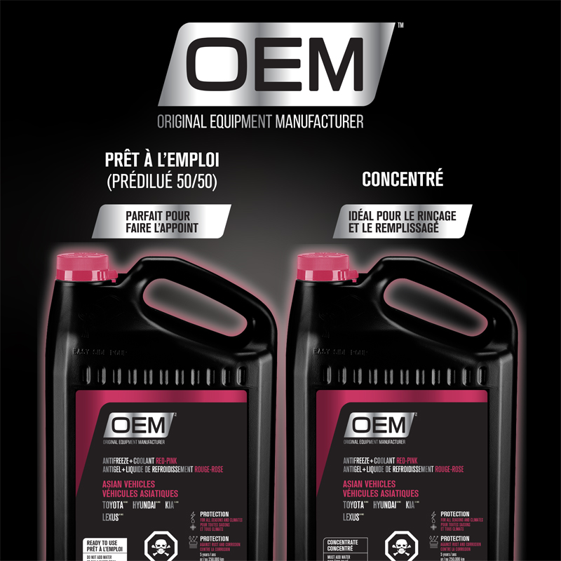 Antigel + liquide de refroidissement rose  pour véhicules de fabrication asiatique
