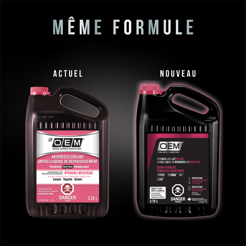 Antigel + liquide de refroidissement rose  pour véhicules de fabrication asiatique